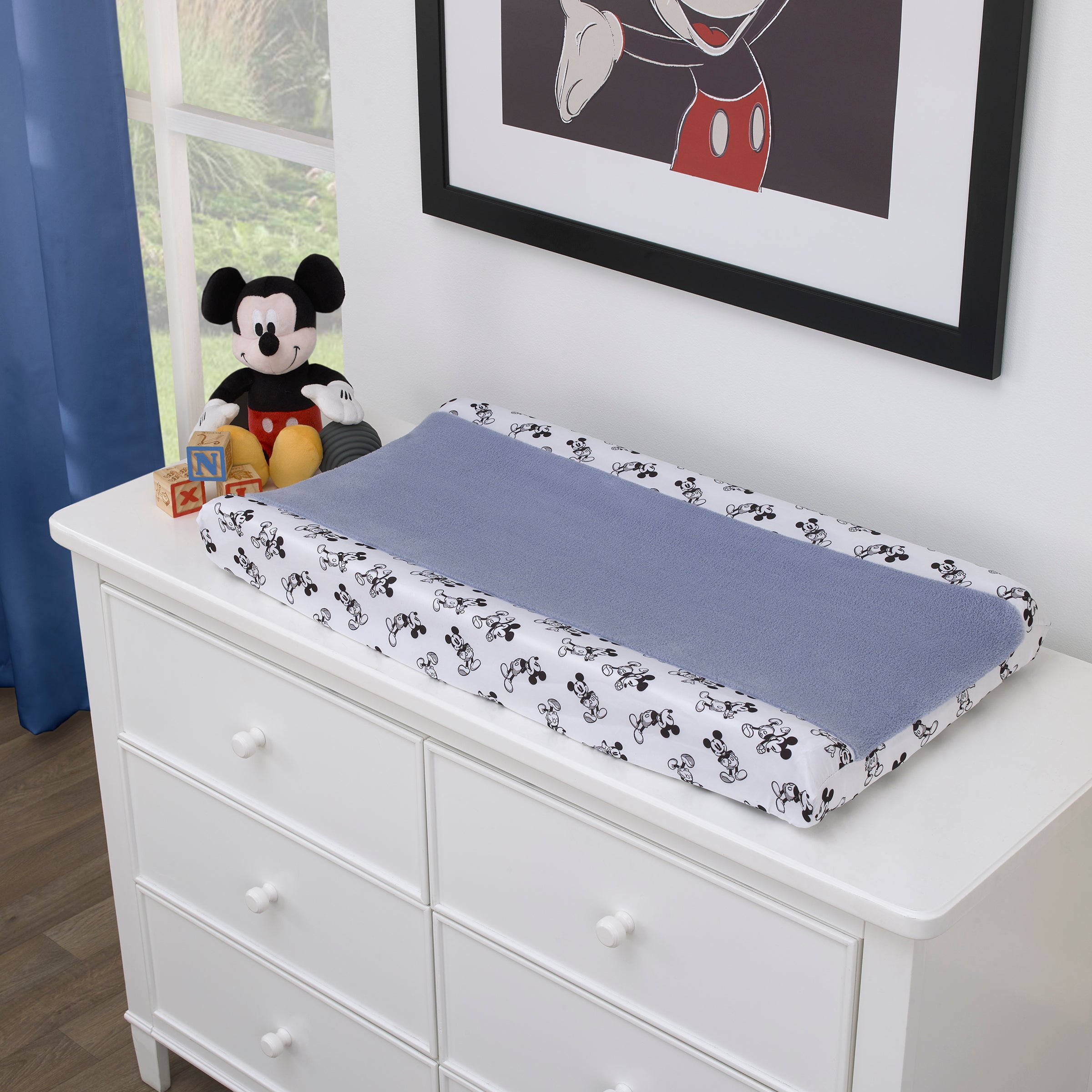 Disney Mickey Mouse Timeless Mickey Super Soft Baby Blue Changing Pad Cover NoJo Baby