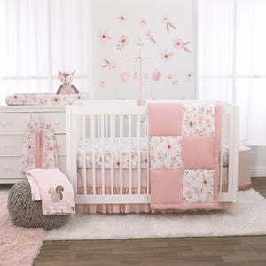 NoJo Countryside Floral - Pink, Grey and White Super Soft Changing Pad Cover