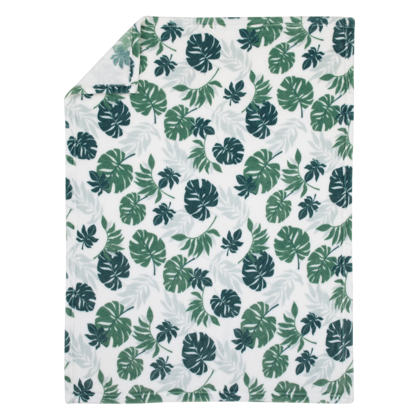 Simply Baby Palm Leaf Green and White Tropical Super Soft Baby Blanket