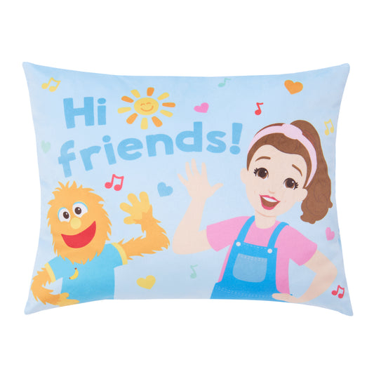 Ms. Rachel Happy Patchwork Decorative Toddler Pillow, Blue, Pink, & Orange