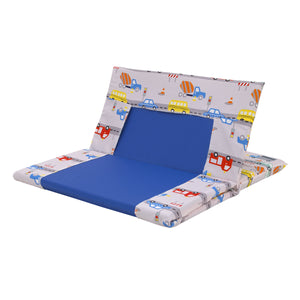 Construction, Bus, Truck, and Car Red, Yellow, and Blue Preschool Nap Pad Sheet