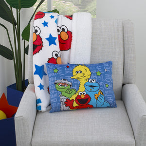 Sesame Street Elmo, Red, Blue, Yellow, Green, and White with Stars Super Soft Baby Blanket