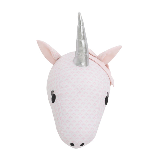 NoJo Pink and White Unicorn Plush Head Wall Decor