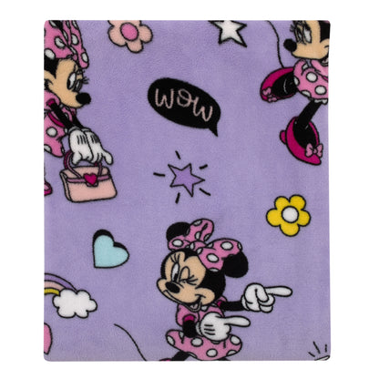 Disney Minnie Mouse I am Awesome Lavender and Pink, Daisy Duck, Rainbow Hearts and Stars Super Soft Toddler Blanket