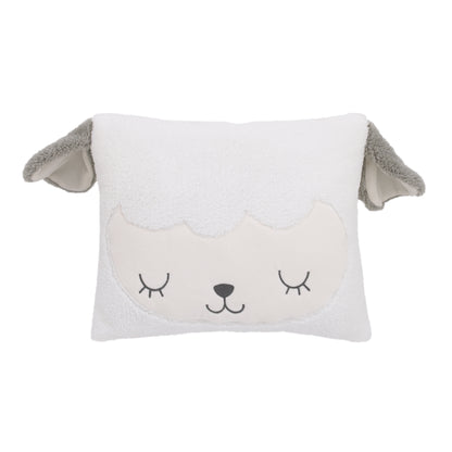 Little Love by NoJo White and Grey Soft Sherpa Lamb Shaped Decorative Pillow with 3D Ears