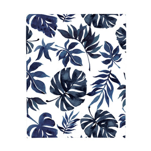 NoJo Super Soft Blue and White Palm Leaf Nursery Crib Fitted Sheet