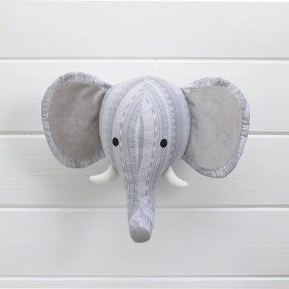 NoJo Elephant Head Printed Wall Décor - Grey/White