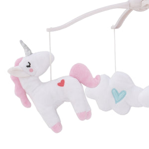 Little Love by NoJo Rainbow Unicorn Aqua and White Musical Mobile with Unicorns and Clouds