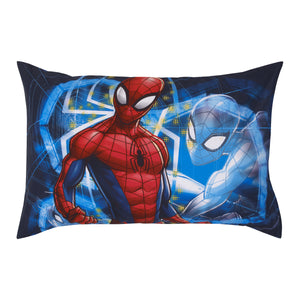 Marvel Spider-Man to the Rescue Red, White, and Blue 4 Piece Toddler Bed Set - Comforter, Fitted Bottom Sheet, Flat Top Sheet, and Reversible Pillowcase