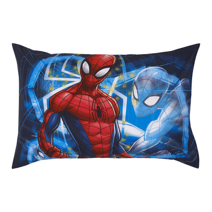 Marvel Spiderman to the Rescue Red, White, and Blue 4 Piece Toddler Bed Set - Comforter, Fitted Bottom Sheet, Flat Top Sheet, and Reversible Pillowcase