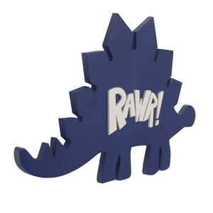 Little Love by NoJo Dinosaur Shaped Rawr Blue and White Wood Wall Decor