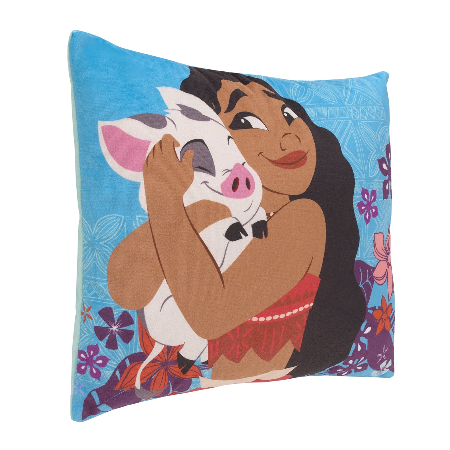 Disney Moana Free as the Ocean Aqua, Purple, Orange, and White Pua Pig Tropical Toddler Pillow