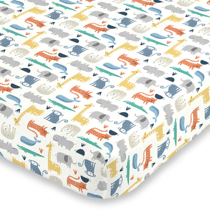 Carter's Colorful Modern Safari Animals Super Soft Fitted Crib Sheet