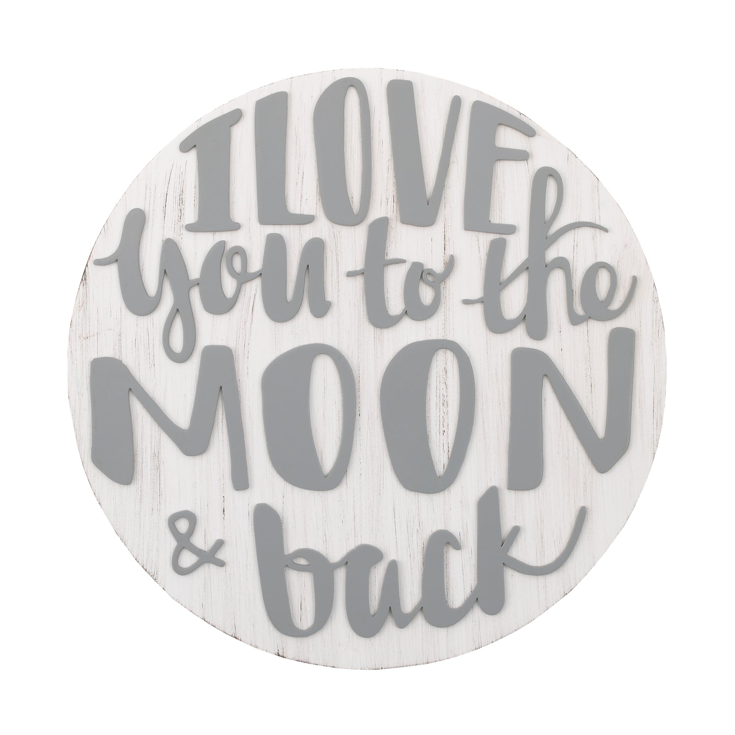 Little Love by NoJo Love you to the Moon and Back Grey and White Round Wood Nursery Wall Décor