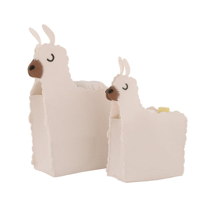 Little Love by NoJo White Felt Llama Shaped 2 Piece Nursery Storage Caddy Set