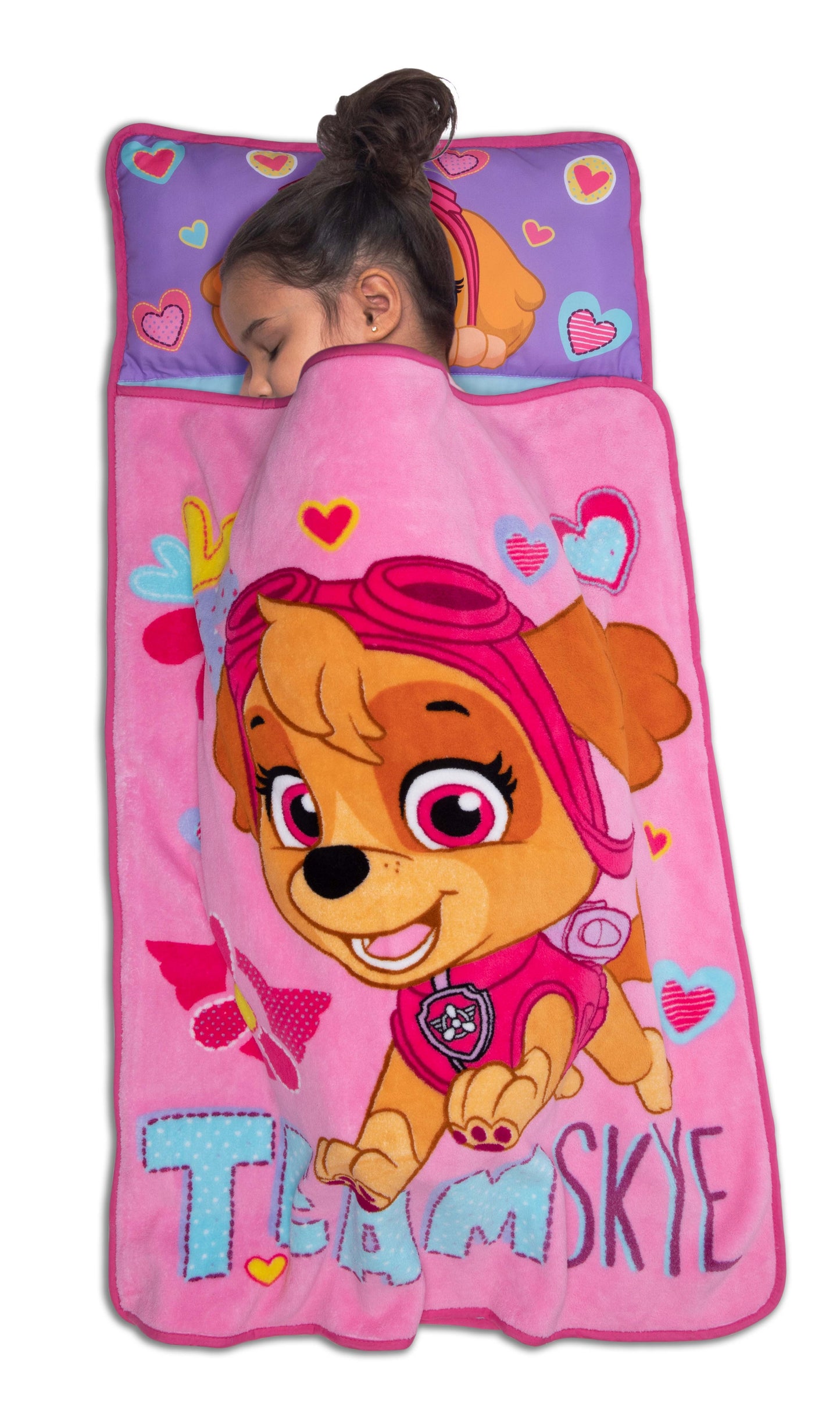 NoJo Paw Patrol Team Skye Toddler Nap Mat -  Includes Attached Pillow and Fleece Blanket