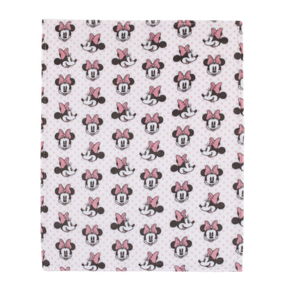 Disney Minnie Mouse - Pink, White and Black Super Soft Plush Baby Blanket