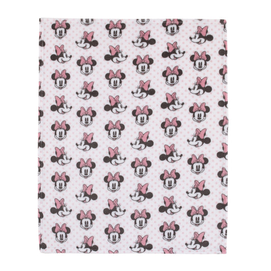 Disney Minnie Mouse - Pink, White and Black Super Soft Plush Baby Blanket