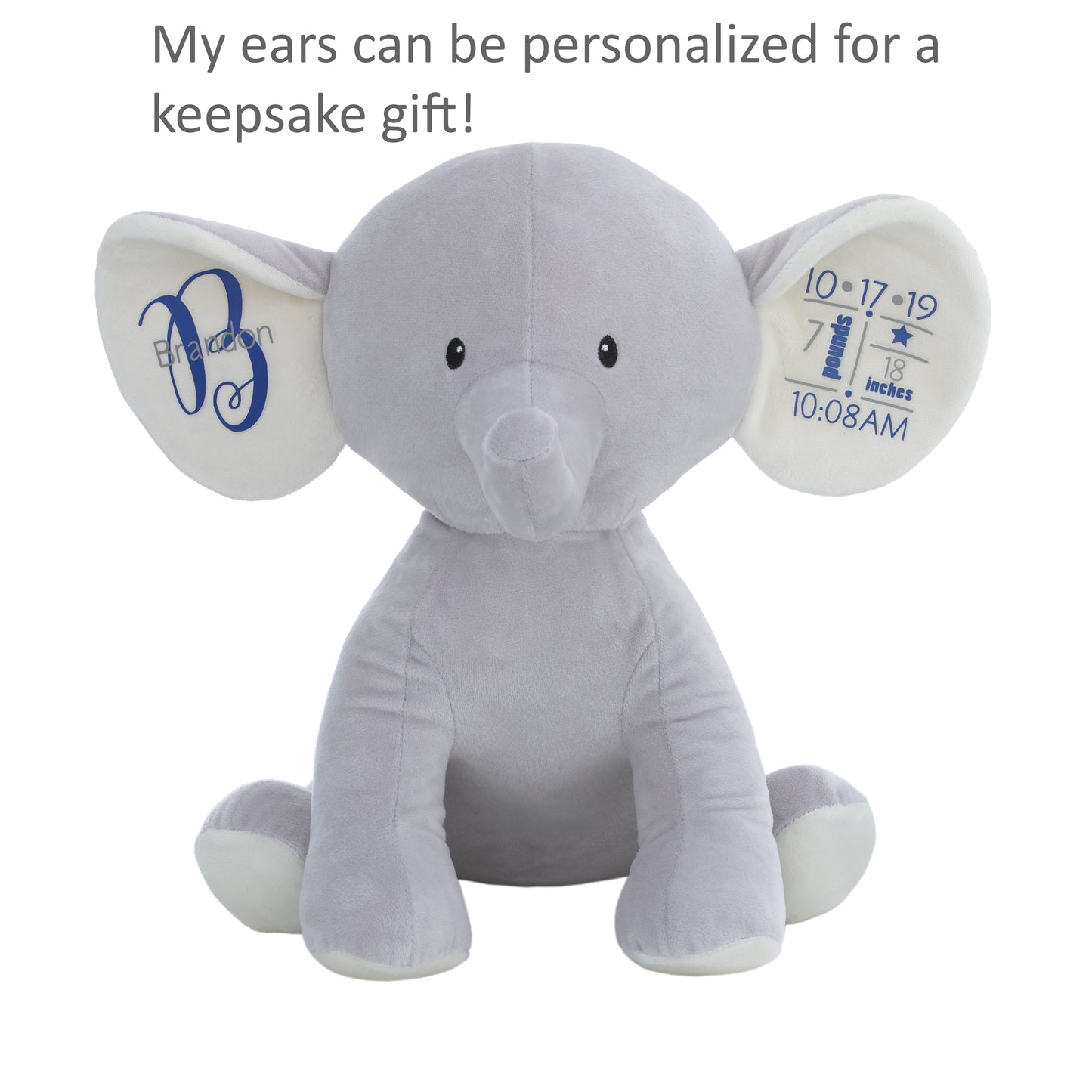 Little Love by NoJo Riley the Elephant Grey and White Super Soft Plush Stuffed Animal with Large Ears