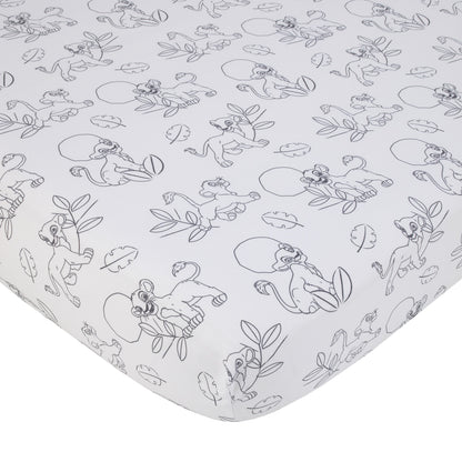 Disney Lion King Leader of the Pack Black and White Super Soft Fitted Crib Sheet