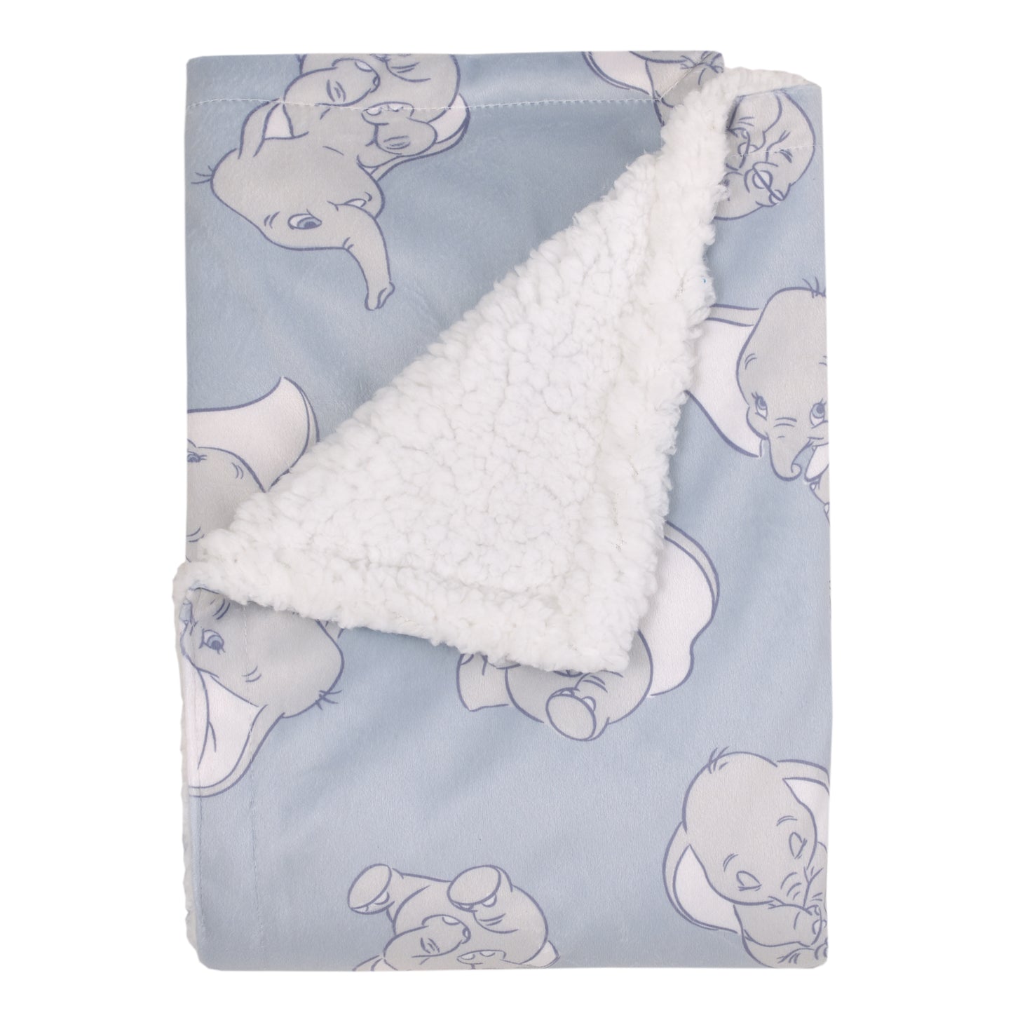 Disney Dumbo Sweet Little Baby Light Blue and White Super Soft Sherpa Baby Blanket