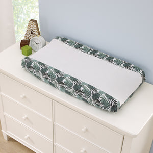 NoJo Jungle Paradise Green and Ivory Palm Leaf Super Soft Contoured Changing Pad Cover