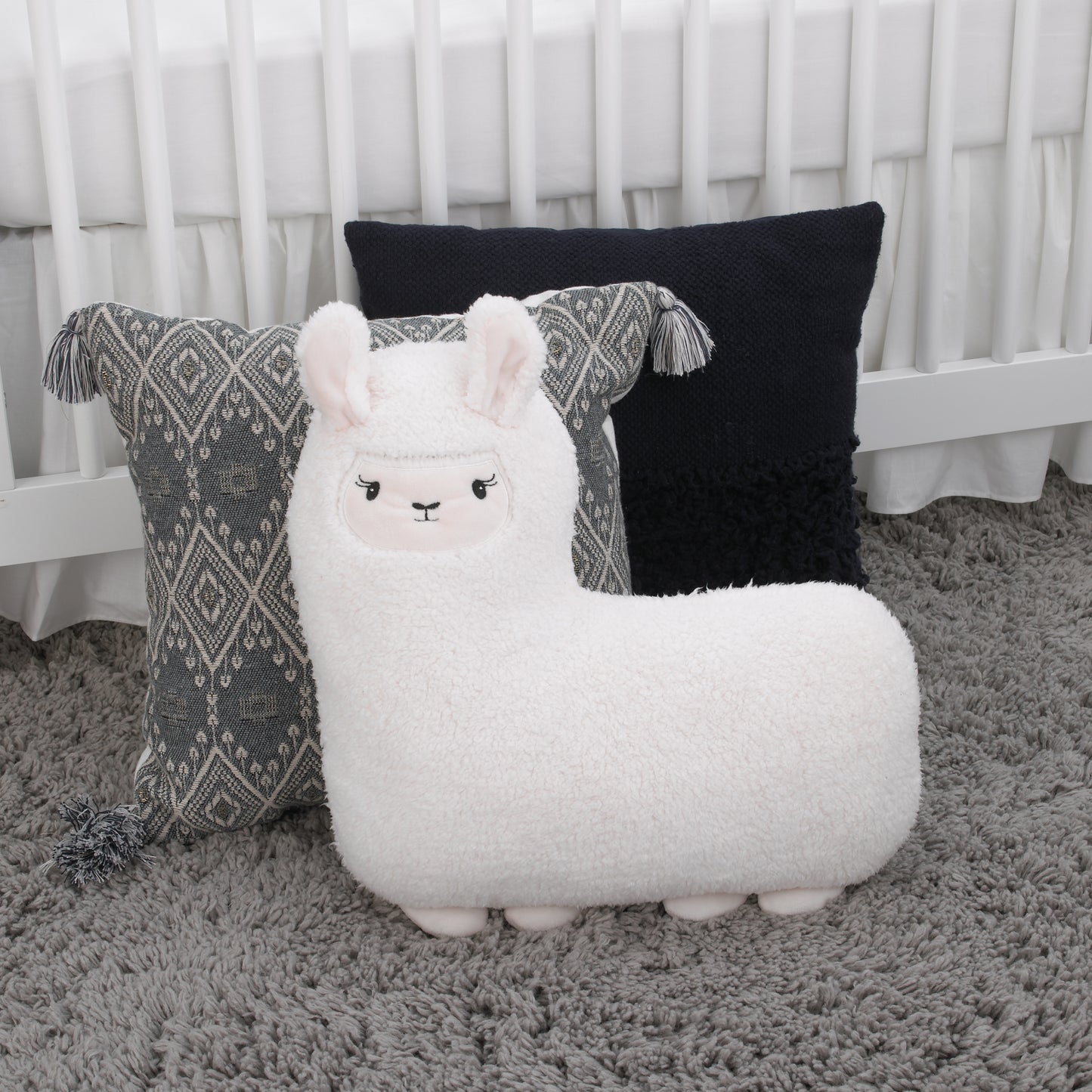 Little Love by NoJo Llama Shaped Plush Sherpa Decorative Pillow - Ivory