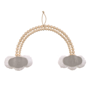 Rainbow and Clouds Natural Wooden Beads and White Chenille Clouds Nursery Wall Decor