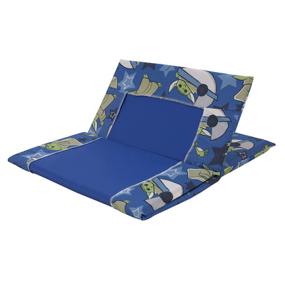 Star Wars The Child Cutest in the Galaxy Blue, Green and Gray Grogu, Hover Pod, and Stars Preschool Nap Pad Sheet