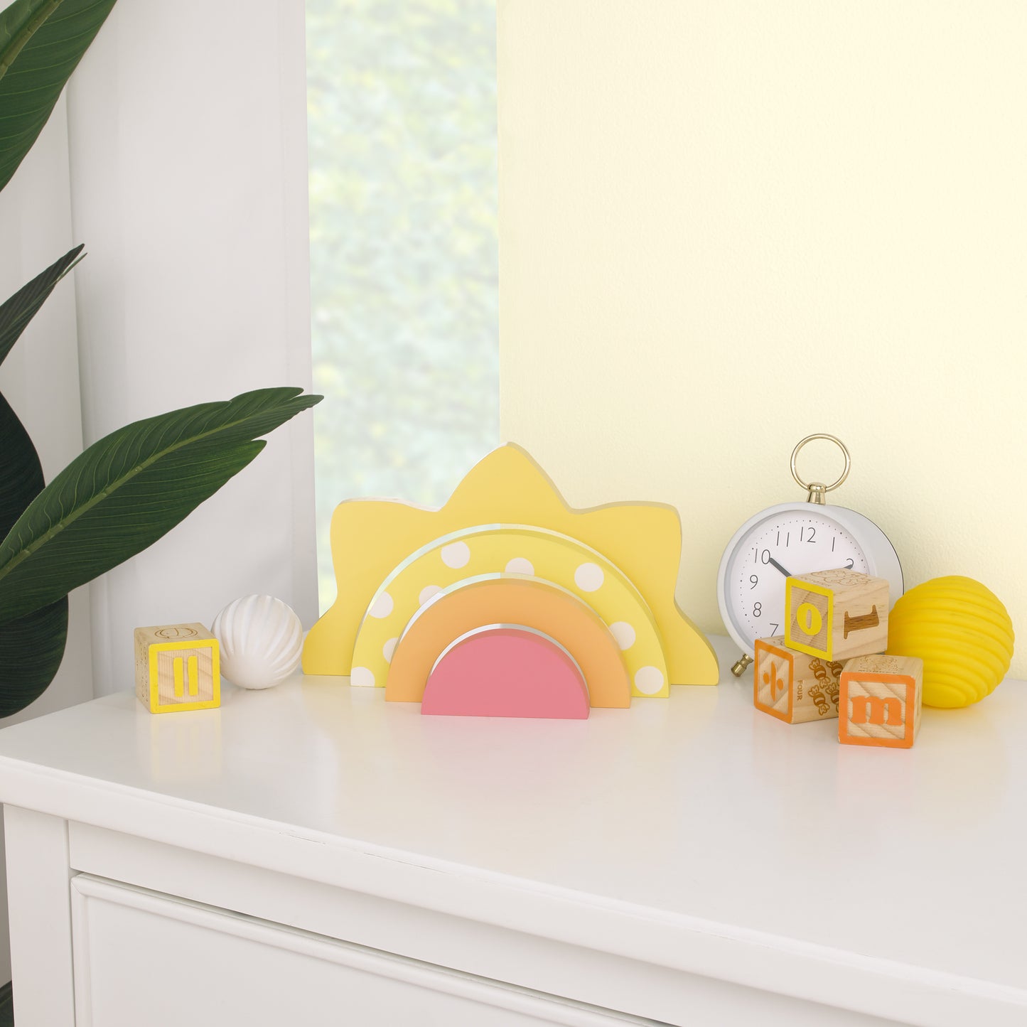 Little Love by NoJo Sun Yellow, Orange, Pink, and White Wood Stacking Shelfie Décor