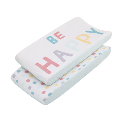 Little Love by NoJo "Be Happy" Multi Color Polka Dots 2 Piece Super Soft Changing Pad Covers