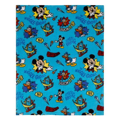 Disney Mickey Mouse Funhouse Crew Blue, Red and Yellow, Funny, and Donald Duck "Laugh It Up" Super Soft Toddler Blanket