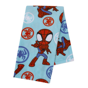 Marvel Spidey Light Blue, Red and White Super Soft Plush Toddler Blanket