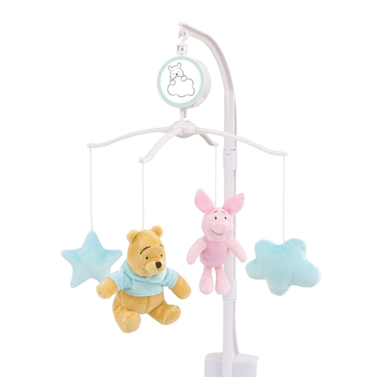 Disney Winnie the Pooh Hello Sunshine Nursery Musical Mobile with Plush Winnie the Pooh, Piglet and Aqua Cloud and Stars