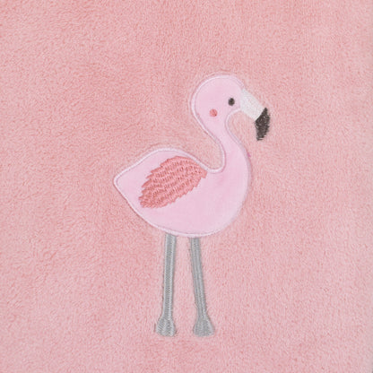 NoJo Tropical Flamingo Pink Plush Coral Fleece Baby Blanket with Applique