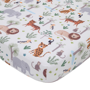 NoJo Growing Wild Grey, Orange, Green and White 8 Piece Jungle Safari Crib Bedding Set
