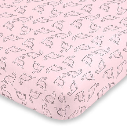 Carter's Dinosaur Princess Pink Super Soft Fitted Crib Sheet