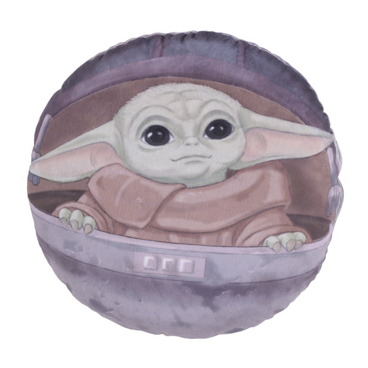 Star Wars The Mandalorian "The Child" Grey, Green, Tan Decorative Round Toddler Pillow