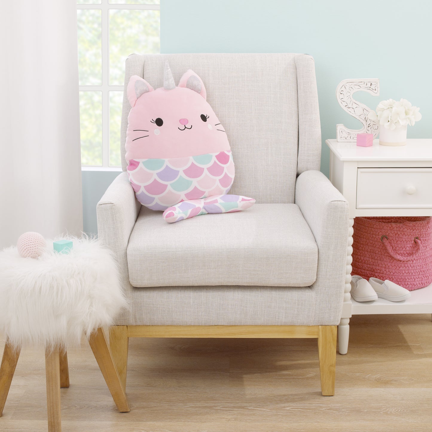 Everything Kids Mermaid Kitty Unicorn Pink, Aqua, and Lavender Squishy Toddler Pillow