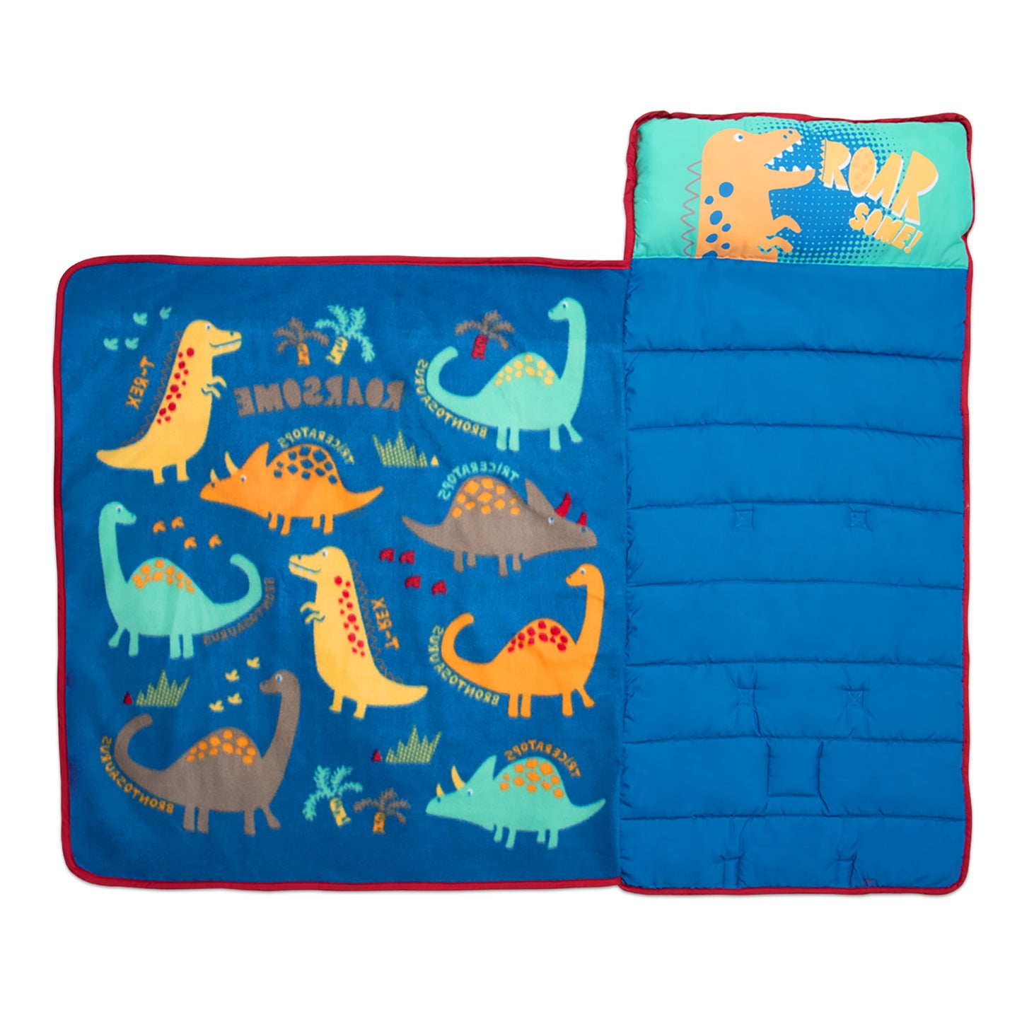 NoJo Dinosaurs Toddler Nap Mat - Includes Attached Pillow and Fleece Blanket