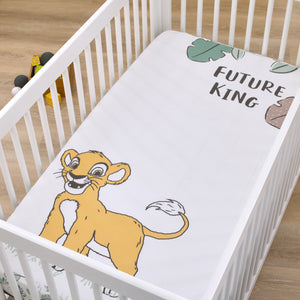 Disney Lion King Teal, Sage, White and Gold Simba Future King Cotton Photo Op Fitted Crib Sheet