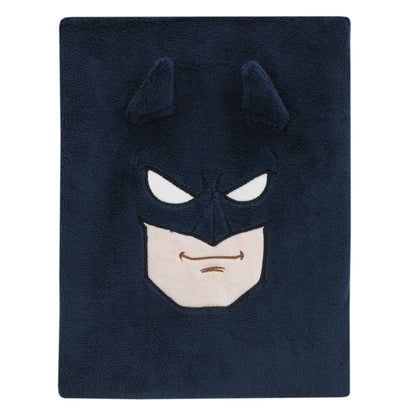 Warner Brothers Batman The Caped Crusader Navy, Gray and Yellow Batman Character Shaped Blanket