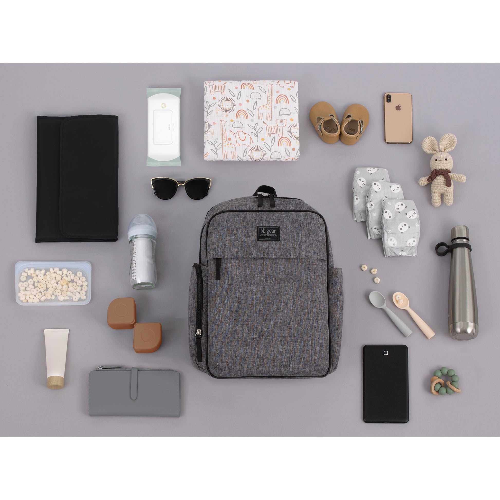 NoJo Baby Boom Gear Backpack Diaper Bag Gray