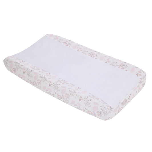 Ever & Ever Sweet Bunny Pink, White, and Taupe Super Soft Contoured Changing Pad Cover