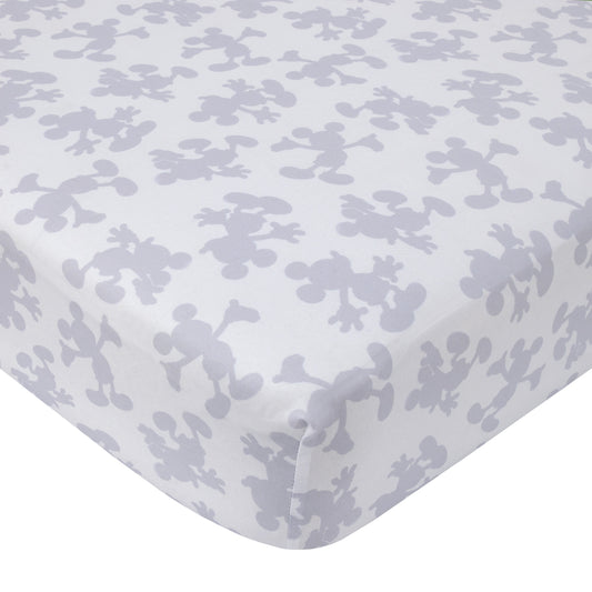Disney Mighty Mickey Mouse Grey and White Fitted Crib Sheet