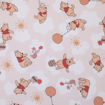 Disney Winnie the Pooh Tan, Red, and White Piglet, Balloons, and Hunny Pots Super Soft Nursery Fitted Crib Sheet