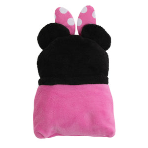 Disney Let's Party Pink, Black and White Minnie Mouse Character Shaped Toddler Blanket