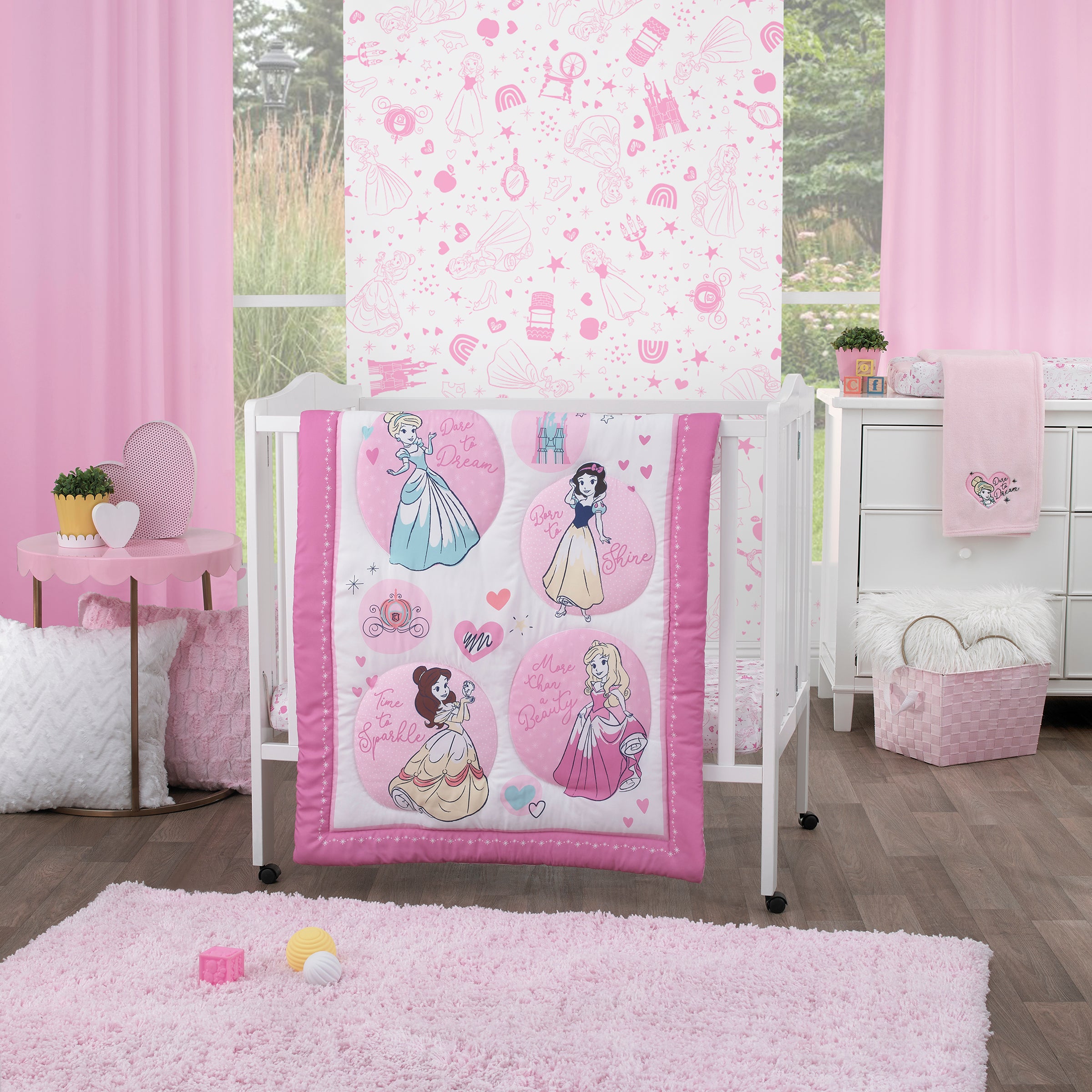 Pink princess crib bedding hotsell