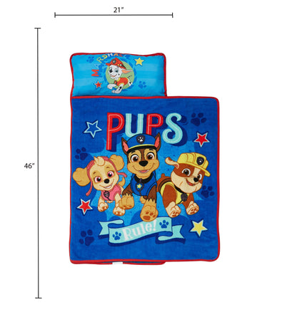 NoJo Paw Patrol Pups Rule Toddler Nap Mat - Includes Attached Pillow and Fleece Blanket