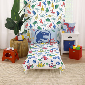 Jurassic World Wild and Free Blue, Green, and Yellow Dinosaur Super Soft Plush Toddler Blanket